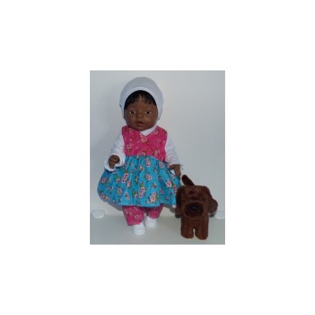 overslagjurk set hipdepip hard roze met blauw  baby born 43cm