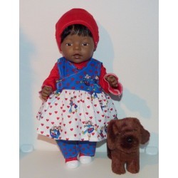overslagjurk set holland met hartjes baby born 43cm