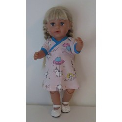 overslagjurk roze eenhoorn baby born 43cm