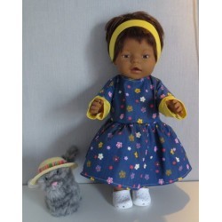 jeansjurk met geel bloemen   baby born 43cm