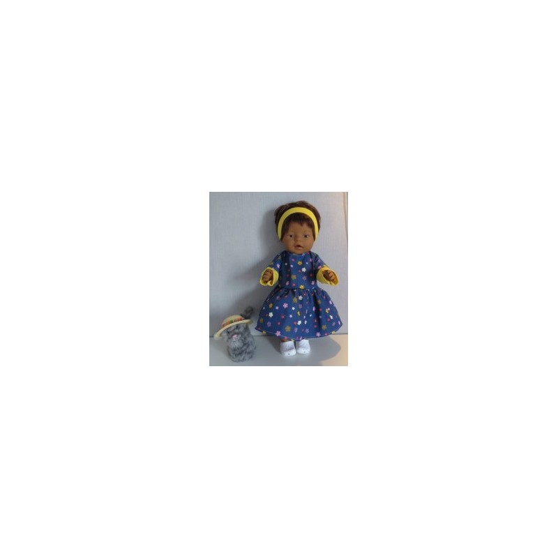 jeansjurk met geel bloemen   baby born 43cm