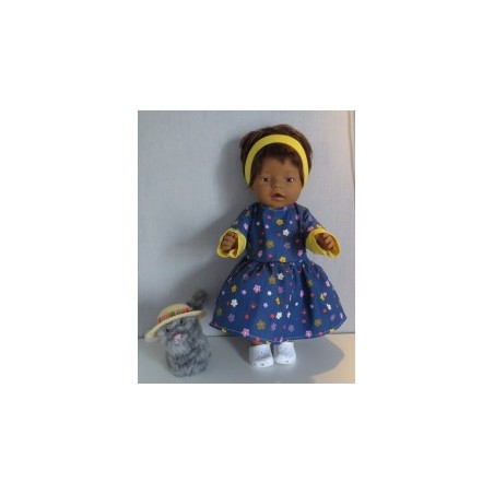 jeansjurk met geel bloemen   baby born 43cm