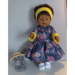 jeansjurk met bloemen en ballen  baby born 43cm