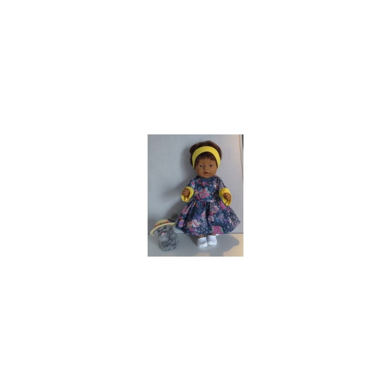 jeansjurk met bloemen en ballen  baby born 43cm