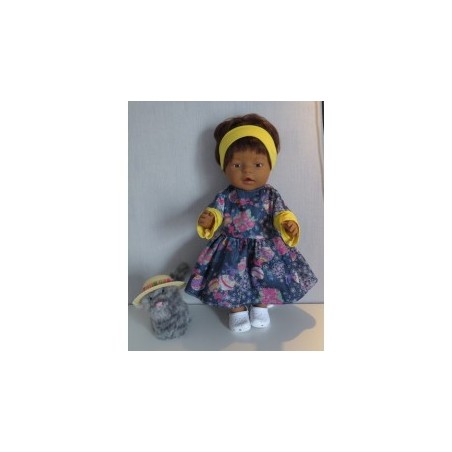 jeansjurk met bloemen en ballen  baby born 43cm
