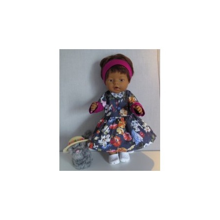 jeansjurk bloemen baby born 43cm
