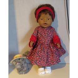 jeansjurk aardbeien baby born 43cm