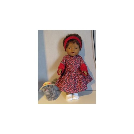jeansjurk aardbeien baby born 43cm