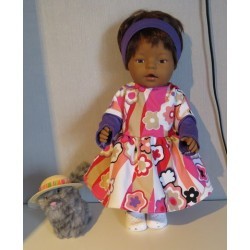 jeansjurk gestreept met bloemen baby born 43cm