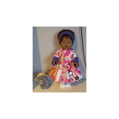 jeansjurk gestreept met bloemen baby born 43cm