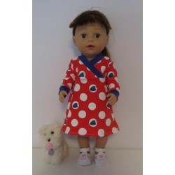 overslagjurk rood polka dots baby born 43cm