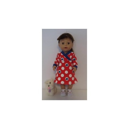 overslagjurk rood polka dots baby born 43cm