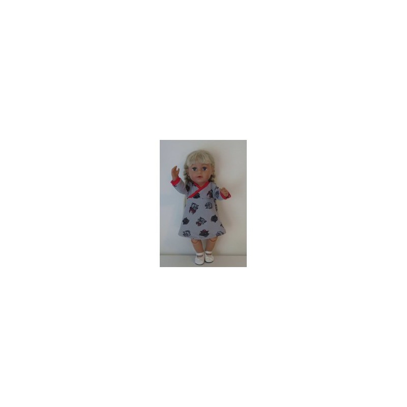 overslagjurk grijs kat baby born 43cm