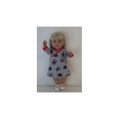 overslagjurk grijs kat baby born 43cm