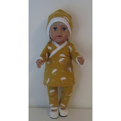overslagjurk setje oker geel zwanen baby born 43cm