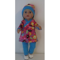 overslagjurk setje hard roze leeuwen baby born 43cm