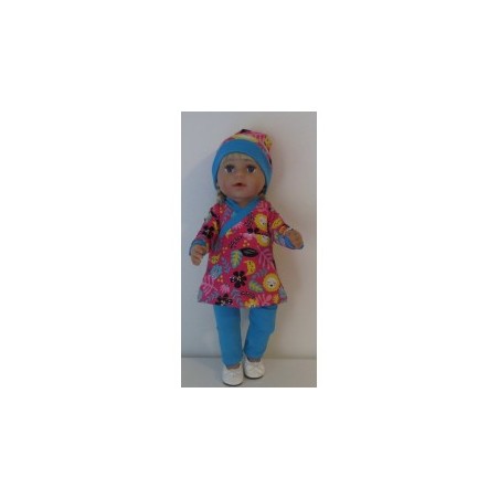 overslagjurk setje hard roze leeuwen baby born 43cm
