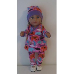 overslagjurk setje roze dieren baby born 43cm