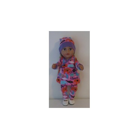 overslagjurk setje roze dieren baby born 43cm