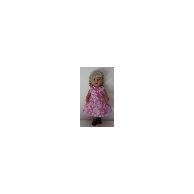 jurk hard roze met kant baby born 43cm