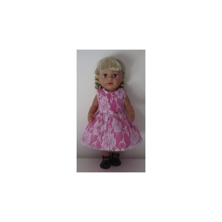 jurk hard roze met kant baby born 43cm