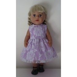 jurk lila met kant baby born 43cm