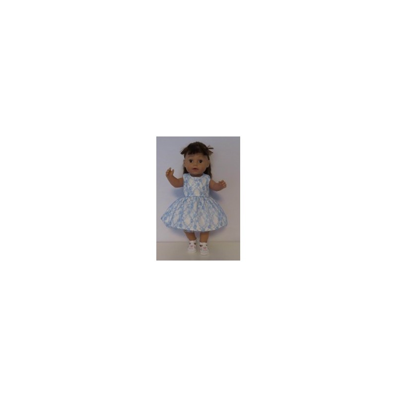 jurk met blauw kant baby born 43cm