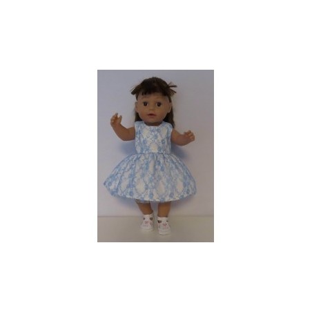 jurk met blauw kant baby born 43cm