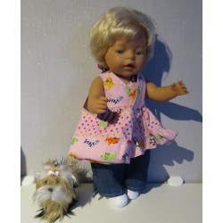 luxe jurk roze dieren baby born 43cm