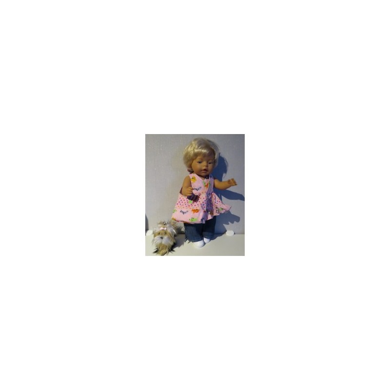 luxe jurk roze dieren baby born 43cm