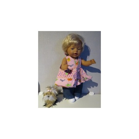 luxe jurk roze dieren baby born 43cm