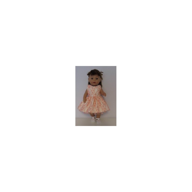 jurk met kant zalm roze baby born 43cm