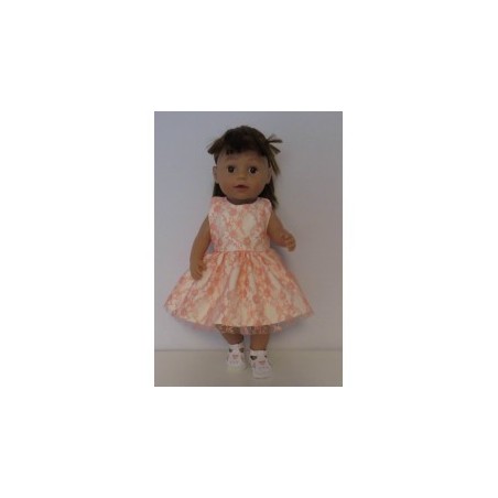 jurk met kant zalm roze baby born 43cm