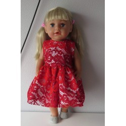 jurk met kant rood baby born 43cm