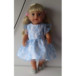 jurk met blauw kant baby born 43cm