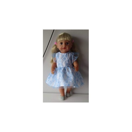 jurk met blauw kant baby born 43cm