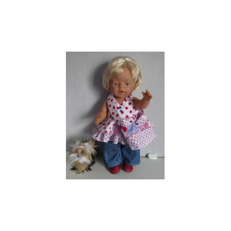 luxe jurk met rood baby born 43cm