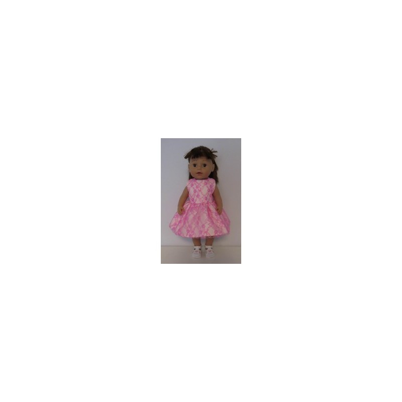 jurk met hard roze kant baby born 43cm