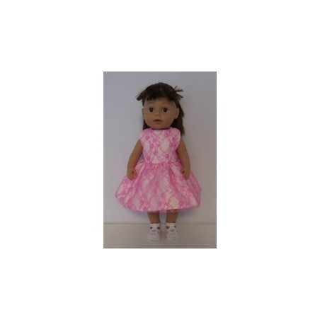 jurk met hard roze kant baby born 43cm