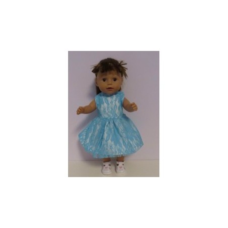 jurk met kant blauw baby born 43cm