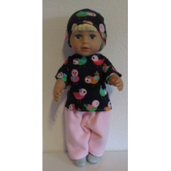complete set roze met vogel zwart baby born 43cm