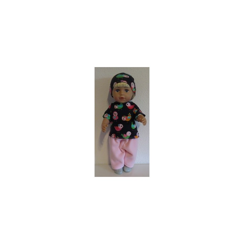 complete set roze met vogel zwart baby born 43cm