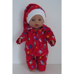 pyjama rood konijnen baby born 43cm