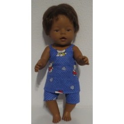 zomerpyjama hello kitty blauw stippen  baby born 43cm