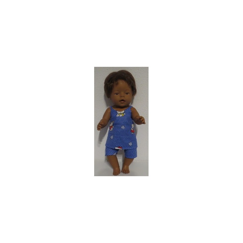 zomerpyjama hello kitty blauw stippen  baby born 43cm