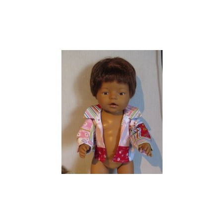 openjasje rood geblokt baby born 43cm