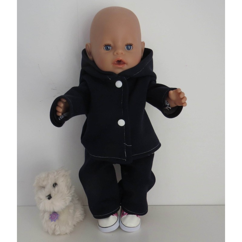 tussenjas met broekdonker blauw met de schoentjes  baby born 43cm
