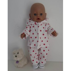 tussenjas met broek sterren rood met schoentjes baby born 43cm
