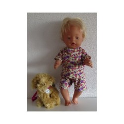 slaapset geel met lila baby born 43cm
