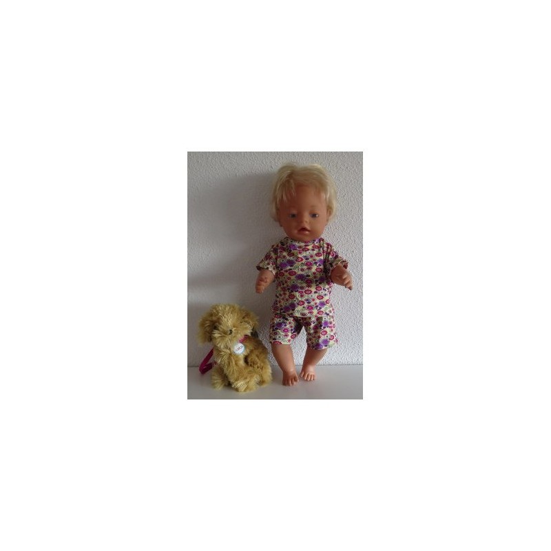 slaapset geel met lila baby born 43cm
